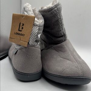 LongBay Women's Bootie Slippers Memory Foam Comfy Suede Fluffy Faux Fur 7-8